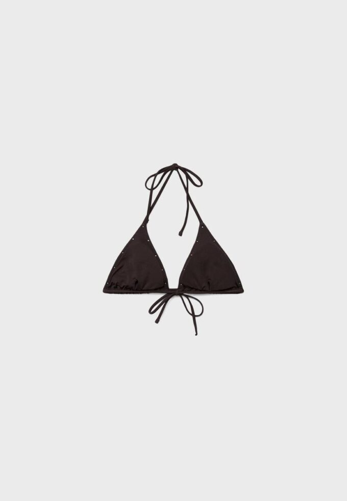 Top de biquíni triangular com tachas Top de biquíni triangular com tachas
