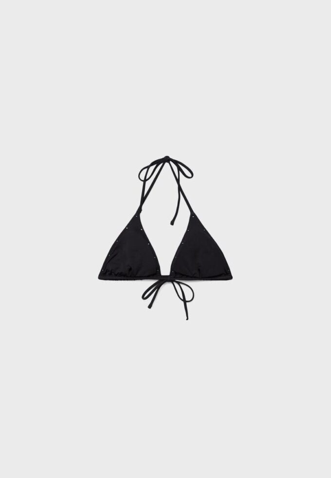 Top de biquíni triangular com tachas Top de biquíni triangular com tachas