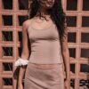 Top de malha com decote halter Top de malha com decote halter
