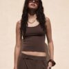 Top de malha com decote halter Top de malha com decote halter