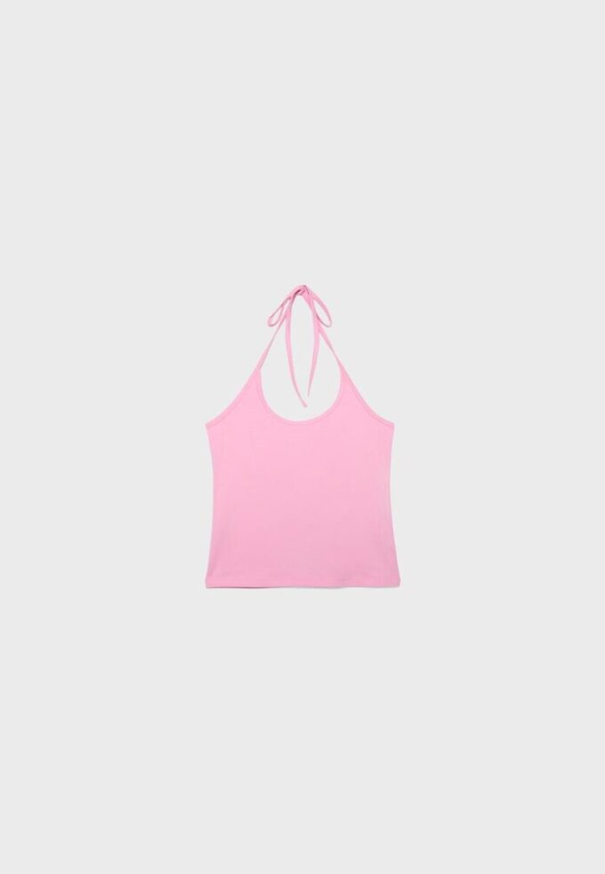Top de malha com decote halter