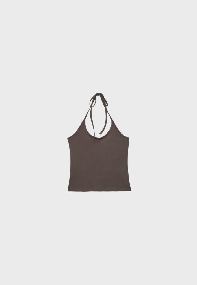 Top de malha com decote halter Top de malha com decote halter