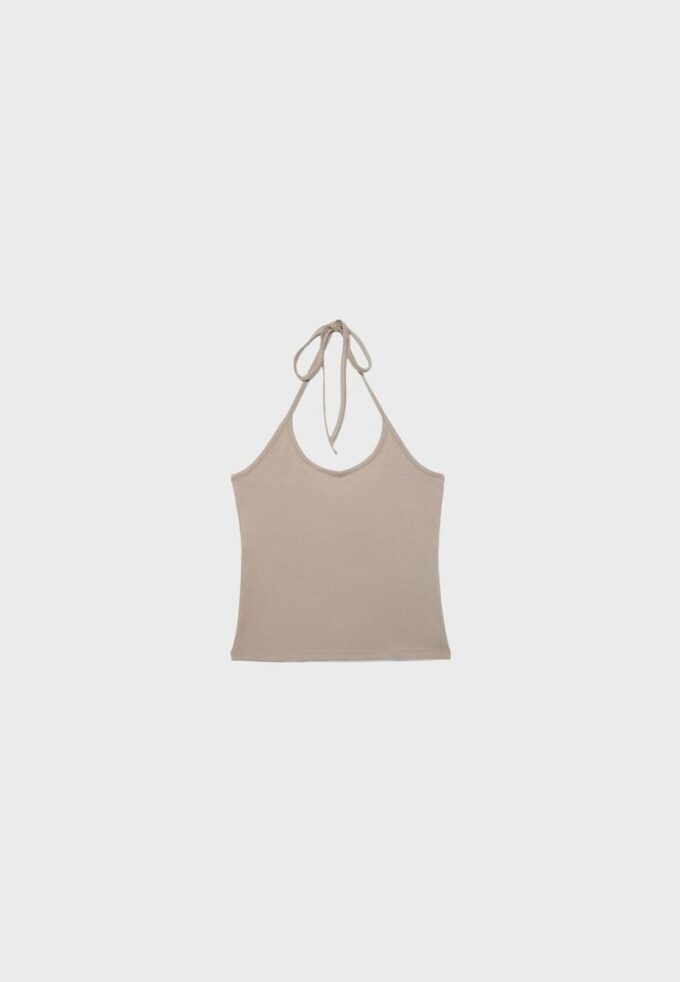 Top de malha com decote halter Top de malha com decote halter