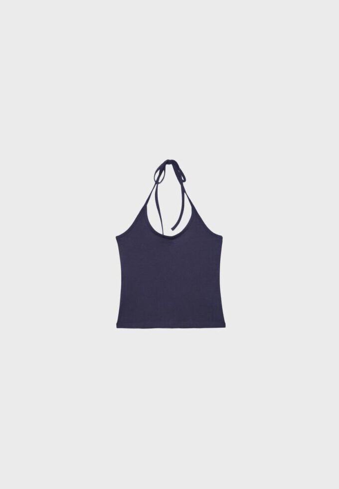 Top de malha com decote halter