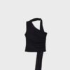 Tops assimétricos em tule com lenço