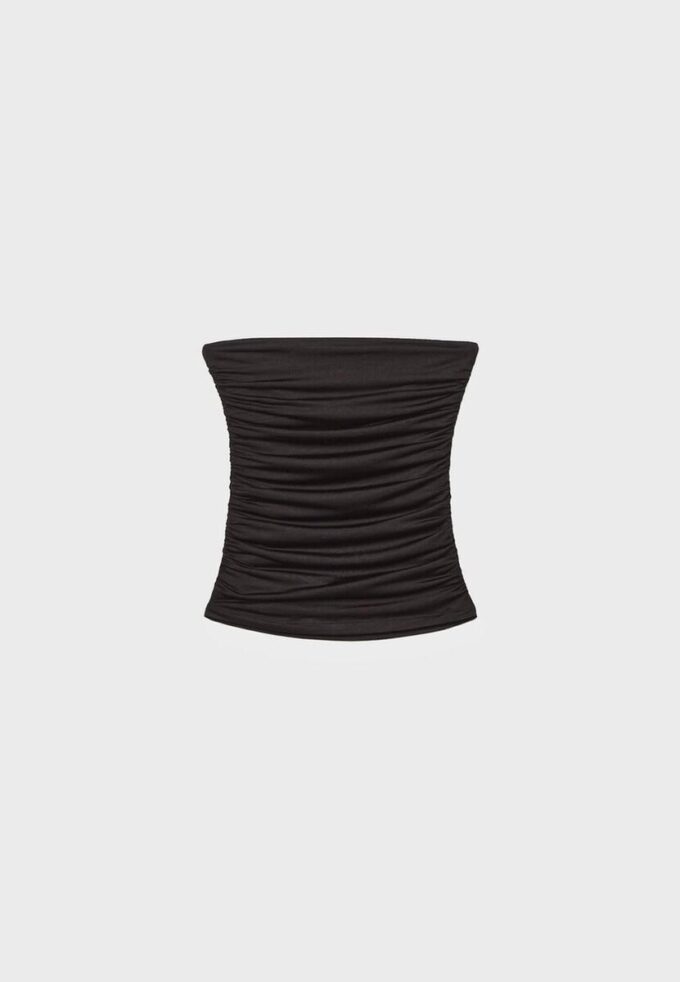 Tops bandeau drapeados com detalhe em V Tops bandeau drapeados com detalhe em V