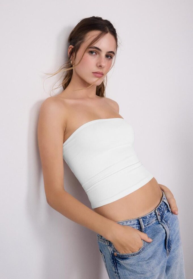 Tops bandeau em poliamida