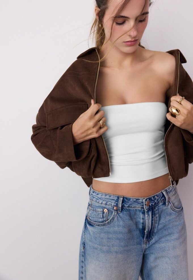 Tops bandeau em poliamida