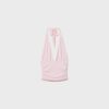 Tops com decote halter e laço franzido