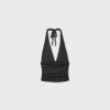 Tops com decote halter e laço franzido Tops com decote halter e laço franzido