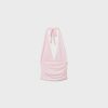 Tops com decote halter e laço franzido