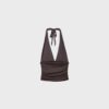 Tops com decote halter e laço franzido