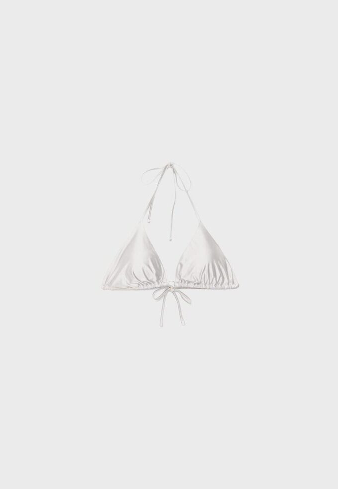 Tops de biquíni triangulares em cetim Tops de biquíni triangulares em cetim