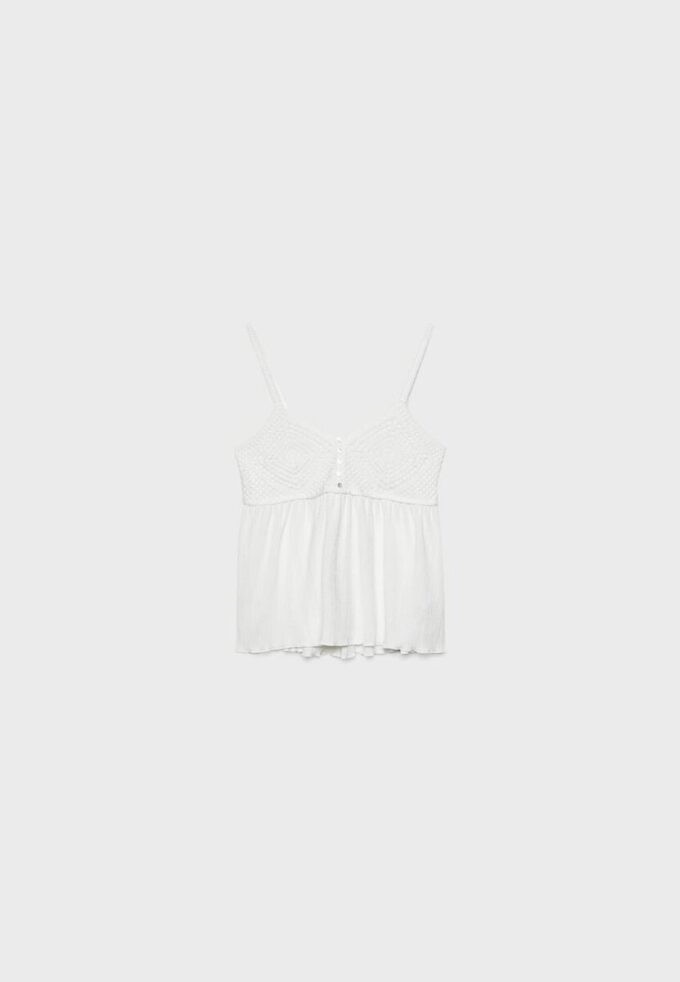 Tops de croché com folhos Tops de croché com folhos