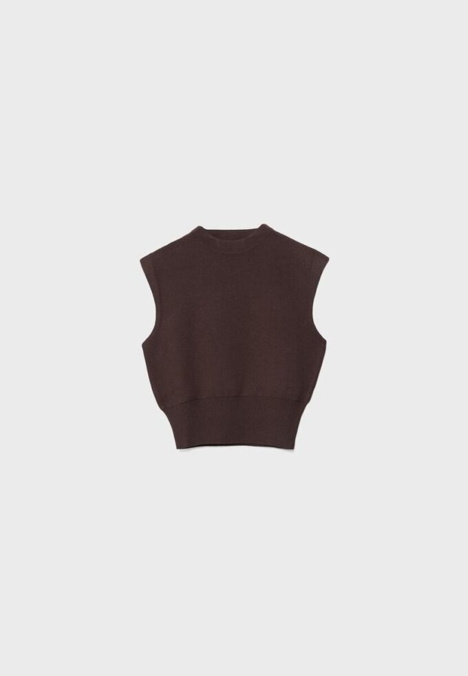 Tops de malha com gola redonda