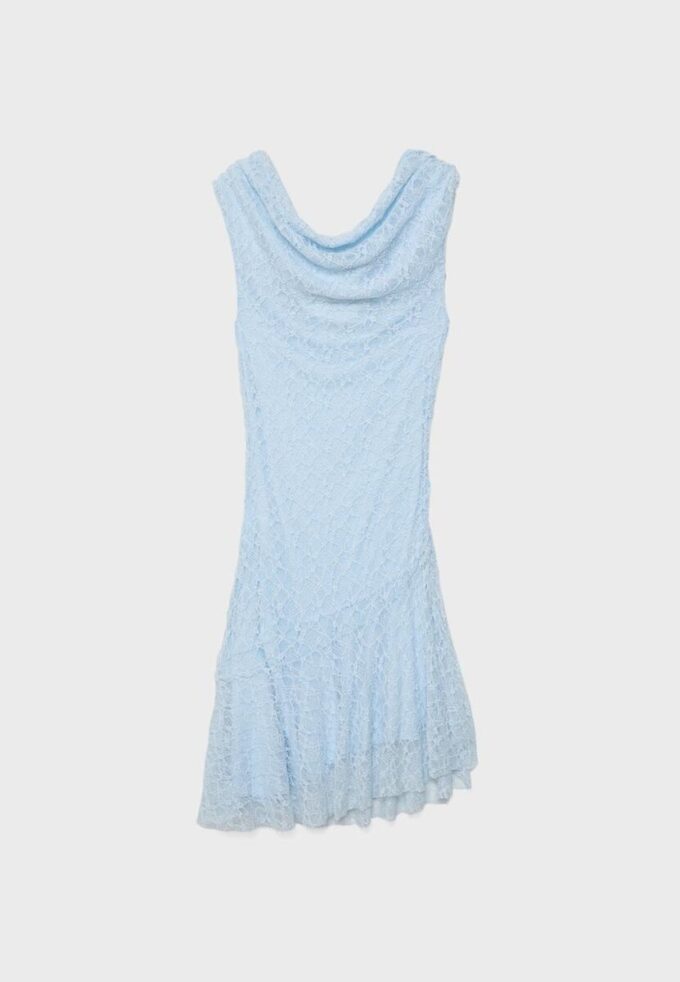 Vestido assimétrico de renda