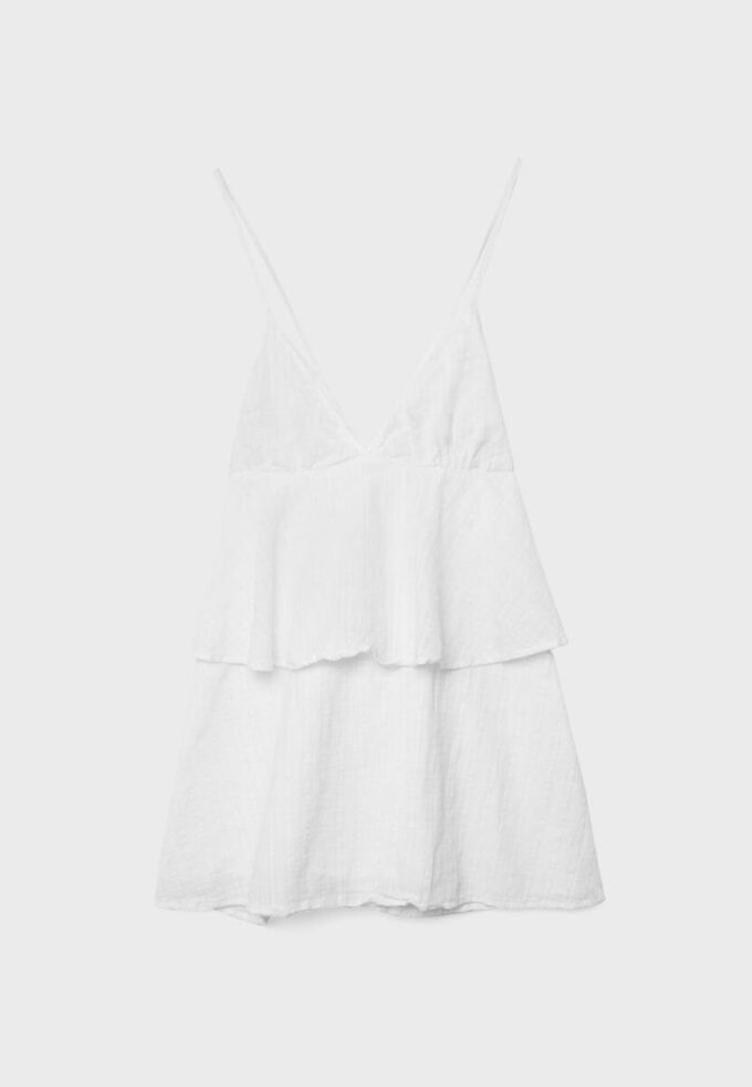 Vestido curto com alças e folhos Vestido curto com alças e folhos
