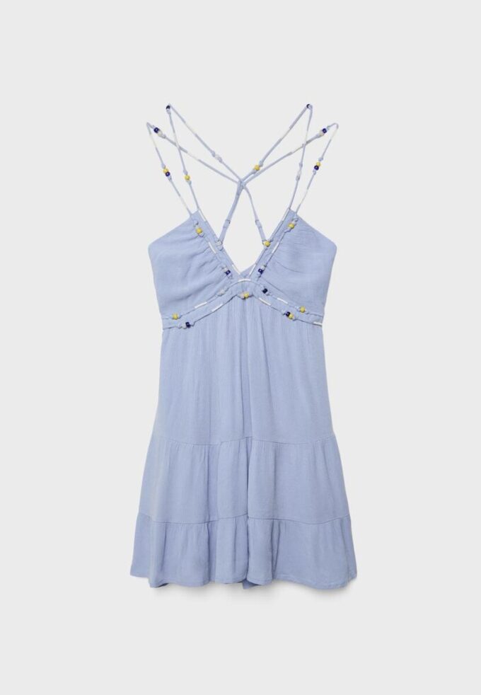 Vestido curto com contas