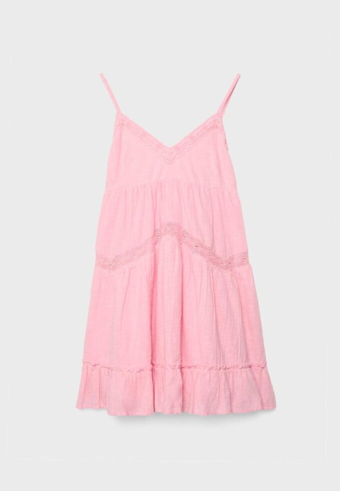 Vestido curto com detalhes em renda Vestido curto com detalhes em renda