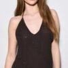 Vestido longo com decote halter bordado Vestido longo com decote halter bordado