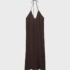 Vestido longo com decote halter bordado Vestido longo com decote halter bordado