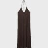 Vestido longo com decote halter bordado Vestido longo com decote halter bordado