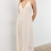 Vestido longo de crepe com alças com bordado Vestido longo de crepe com alças com bordado