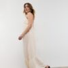 Vestido longo de crepe com alças com bordado Vestido longo de crepe com alças com bordado