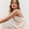 Vestido longo de crepe com alças com bordado Vestido longo de crepe com alças com bordado