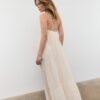 Vestido longo de crepe com alças com bordado Vestido longo de crepe com alças com bordado
