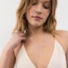 Vestido longo de crepe com alças com bordado Vestido longo de crepe com alças com bordado