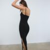 Vestido longo de malha rendada