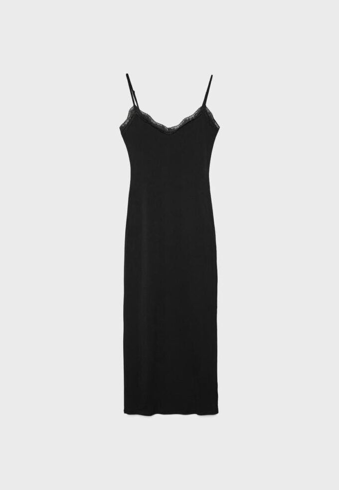 Vestido longo de malha rendada