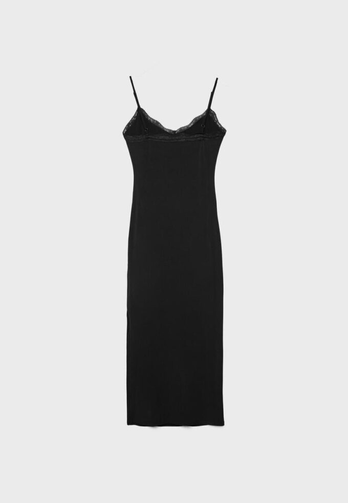 Vestido longo de malha rendada