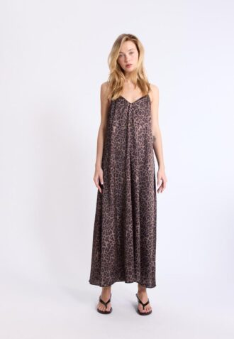 Vestido longo esvoaçante em cetim