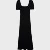 Vestido maxi de corte largo com costas cruzadas Vestido maxi de corte largo com costas cruzadas