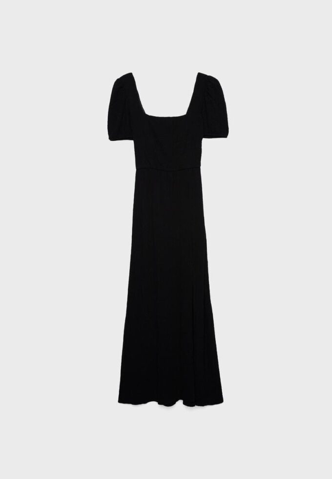 Vestido maxi de corte largo com costas cruzadas Vestido maxi de corte largo com costas cruzadas