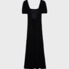 Vestido maxi de corte largo com costas cruzadas Vestido maxi de corte largo com costas cruzadas
