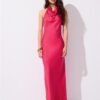 Vestido Midi com Alças Halter e Costas Descubertas Vestido Midi com Alças Halter e Costas Descubertas