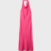 Vestido Midi com Alças Halter e Costas Descubertas Vestido Midi com Alças Halter e Costas Descubertas