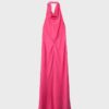Vestido Midi com Alças Halter e Costas Descubertas Vestido Midi com Alças Halter e Costas Descubertas