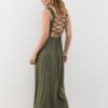 Vestido Midi com Costas Cruzadas com Efeito de Linho Vestido Midi com Costas Cruzadas com Efeito de Linho