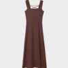Vestido Midi com Costas Cruzadas com Efeito de Linho Vestido Midi com Costas Cruzadas com Efeito de Linho