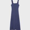 Vestido Midi com Costas Cruzadas com Efeito de Linho Vestido Midi com Costas Cruzadas com Efeito de Linho