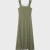 Vestido Midi com Costas Cruzadas com Efeito de Linho Vestido Midi com Costas Cruzadas com Efeito de Linho