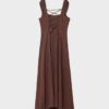 Vestido Midi com Costas Cruzadas com Efeito de Linho Vestido Midi com Costas Cruzadas com Efeito de Linho