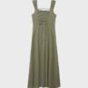 Vestido Midi com Costas Cruzadas com Efeito de Linho Vestido Midi com Costas Cruzadas com Efeito de Linho