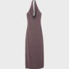 Vestido Midi com Fio Metálico e Decote Halter Vestido Midi com Fio Metálico e Decote Halter