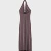 Vestido Midi com Fio Metálico e Decote Halter Vestido Midi com Fio Metálico e Decote Halter