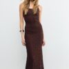 Vestido midi com tiras de renda loiro Vestido midi com tiras de renda loiro